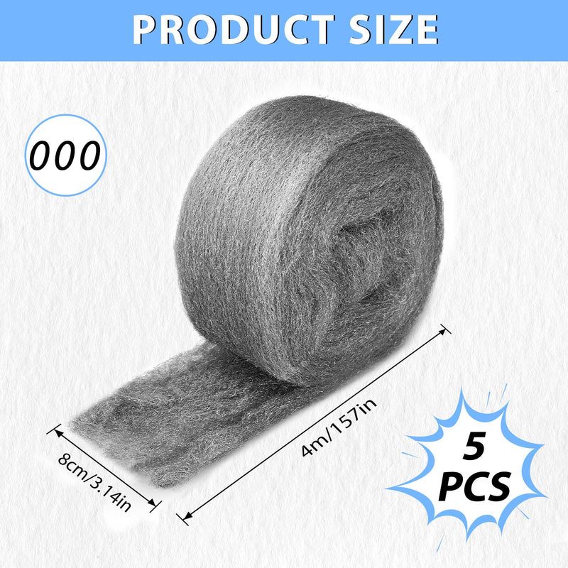 KACNON 000 Steel Wool, 5 Rolls 20 m Steel Wool Against Mice, with Gloves and Scissors, Stainless Steel Wool, Fine Against Rodents, Steel Wool, for Holes and Wall Cracks, Home, Garage