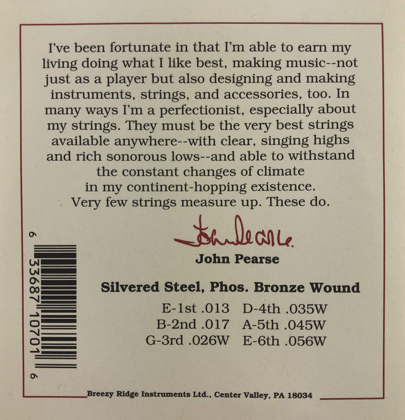 [AUSTRALIA] - John Pearse Guitar Strings 3 Pack Acoustic Medium #700M Phosphor Bronze 