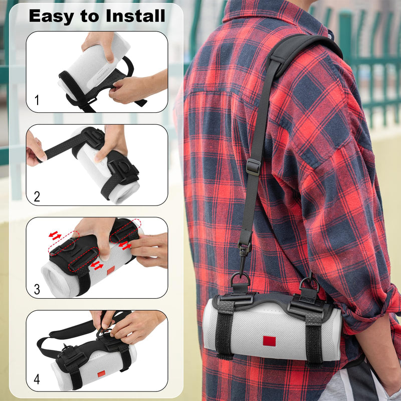 TXEsign Portable Speaker Strap Holder Carrier for JBL Charge 4/5, JBL Flip 5/6, UE Boom 3 Speaker, Adjustable Strap Speaker Mount Holder Sling Strap Water Bottle Holder for Walking Hiking Camping