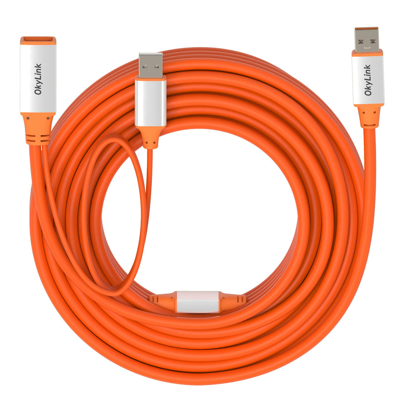 OkyLink Active USB 3.2 Gen 2 Extension Cable 10Gbps 10Gbps, 32ft | 10m, Male to Female, Powered Active Signal Amplifier, for Industrial Vision, Kiosk & In-Wall Installation USB3.2(10Gbps) 32ft (10m)