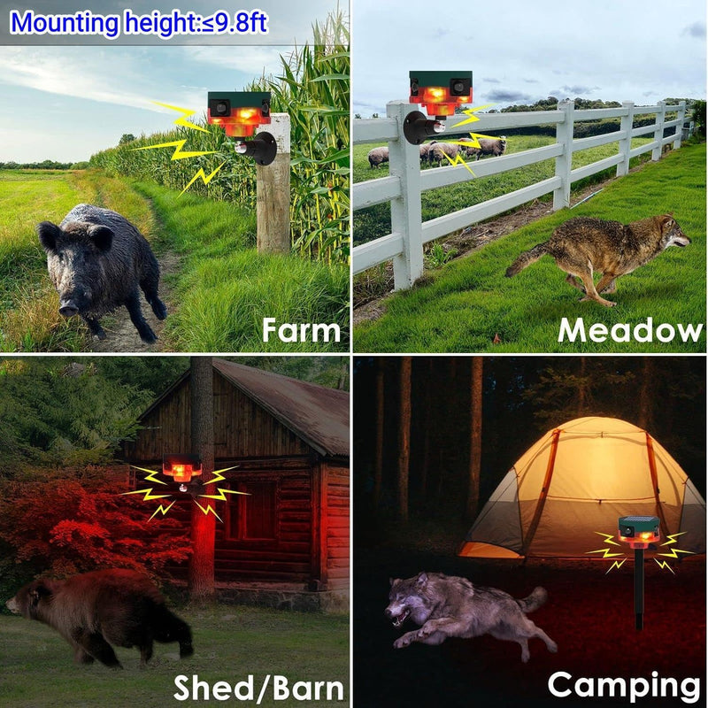 [AUSTRALIA] - HULPPRE Solar Outdoor Motion Sensor Alarm-Dog Barking&Gunshot Sound,130db Loud Noise Maker,Support Recording,13 Kinds of Sound Strobe Light with USB,Say Goodbye to The Intruders 