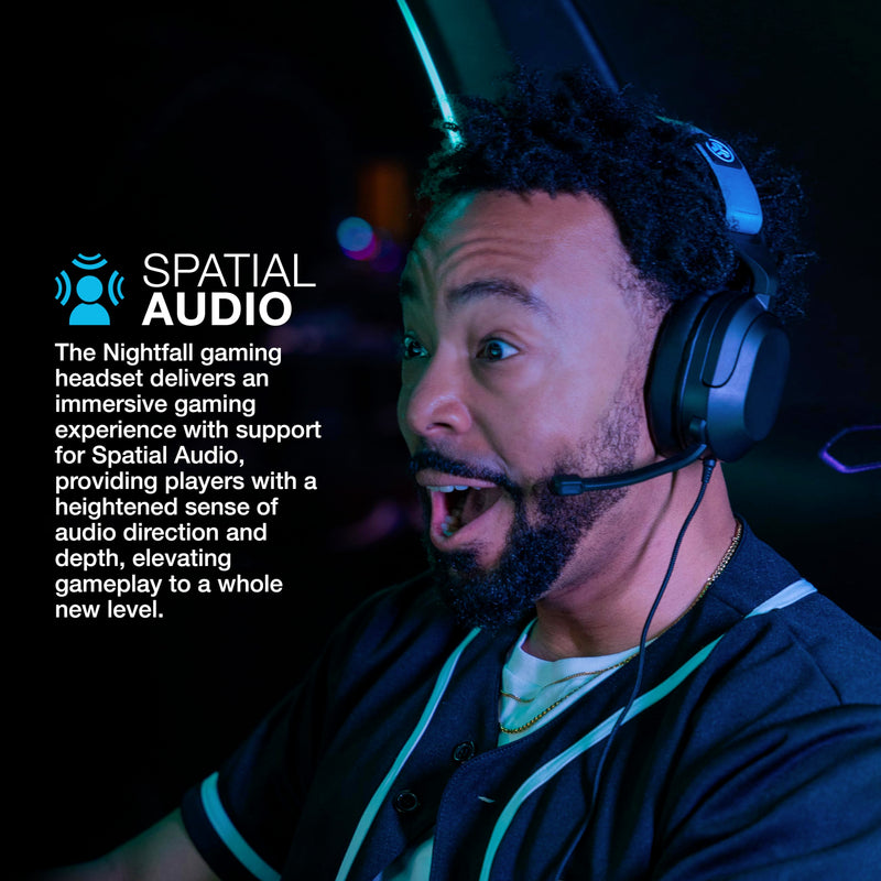 [AUSTRALIA] - JLab Nightfall Gaming Headset with Near-Field Directional Flip-to-Mute Rotating Boom Mic, 50mm Drivers and Sound Isolating Inner Shelf, Wired 3.5mm for PC, PS5, PS4, Xbox Series X/S, Xbox one, Switch 