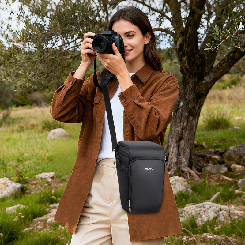 MOSISO Camera Bag, Crossbody Shoulder Bag Padded Camera Case with Lens Kit | Top Access DSLR SLR Photography Bags with Rain Cover & Adjustable Should Strap, Compatible with Canon/Nikon/Sony, Black