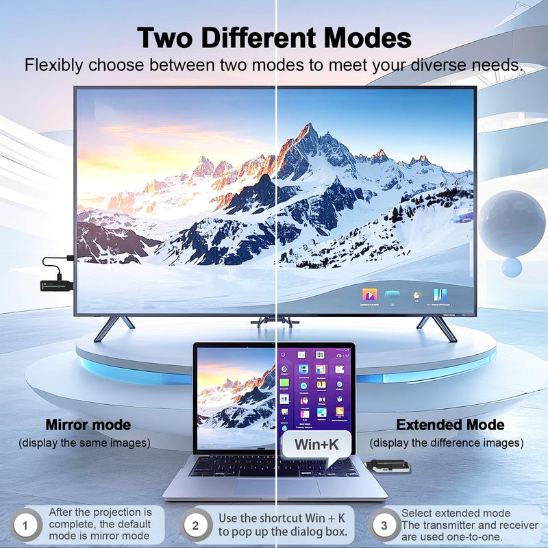 [AUSTRALIA] - Wireless HDMI Transmitter & Receiver Kit with Heat Dissipation, 90° Bendable Interface, Dual-Band 2.4G/5G - Stream Video & Audio from Laptops/TV Boxes/Projectors to Monitors (Equip USB-C to HDMI) 