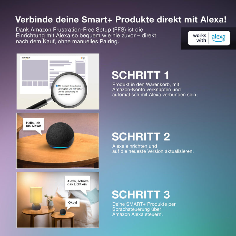 OSRAM SMART+ Smart Socket with Matter over WiFi, Designed for Alexa - Easy Setup with Click, Integrates Conventional Devices with up to 2,300 W into the Smart Home, Pack of 1 1er-Pack ACK For indoor use