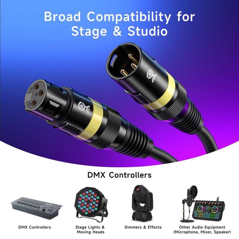 Cable Matters 2-Pack 22AWG Stage Light DMX Cable 25ft / 7.6m with 3-Pin XLR Connector, 3 Pin XLR Male to Female DMX Lighting Cable 25 Feet