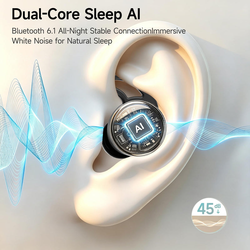 Sleep Earbuds for Side Sleepers, Bluetooth 6.1 Noise-Cancelling Sleepbuds | Sleep Headphones 90H Playtime,Invisible Mini Tiny Low Profile Earbuds for Sleep,Small Ear Canals White Noise Sleeping Earbuds carbon fiber black