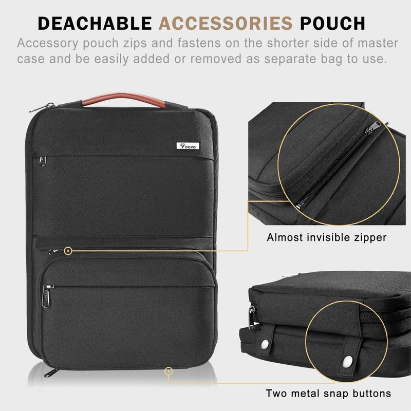 Voova Laptop Sleeve Case 15.6 Inch Compatible with MacBook Pro 15, New MacBook Pro 16 M1 Pro/Max, 15-16" Microsoft Hp Lenovo Dell Acer Asus, 2 in 1 Waterproof Computer Bag with Detachable Pouch, Black 15-16 Inch (15.7 x 11.8 x 1.2 in)