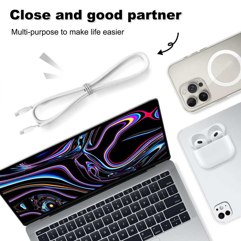 USB 4 Cable 16.5FT /5M, 20Gbps Data Transfer & 240W PD 3.1 Charging, Supports 5K/4K@60Hz Video, Compatible with Thunderbolt 4/3, MacBook, SSD, Docking Station, VR Headset, XPS, Surface Pro,white white