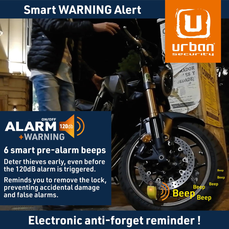 URBAN UR6 Hi-Tech Motorcycle Disc Lock with Smart Alarm | Best Value | 120dB, LED, Warning, A+ Sensitivity, Truly Waterproof, Long-Life CR2 Battery, Carried Locked, Bike Anti Theft Wheel Brake Locks Other