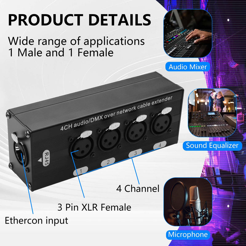 GINTOOYUN XLR to Ethernet Extender Female to RJ45