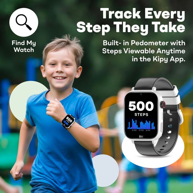 Kipywatch Smartwatch for Boys, Kids Watch with GPS Tracker, Video Calling | 4G Kids Phone Watch, Parental App, Low Subscription - Safety Alert, School Mode - Interchangeable Strap - Back to School Gift