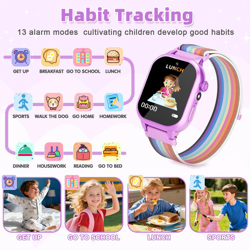 Kids Smart Watch Girls Gift for Girl Aged 5-12, 40 Games HD Touchscreen Kids Watch with Video Camera Music Pedometer Audiostory Learn Card Toys Birthday Gifts for Girls Ages 5 6 7 8 9 10