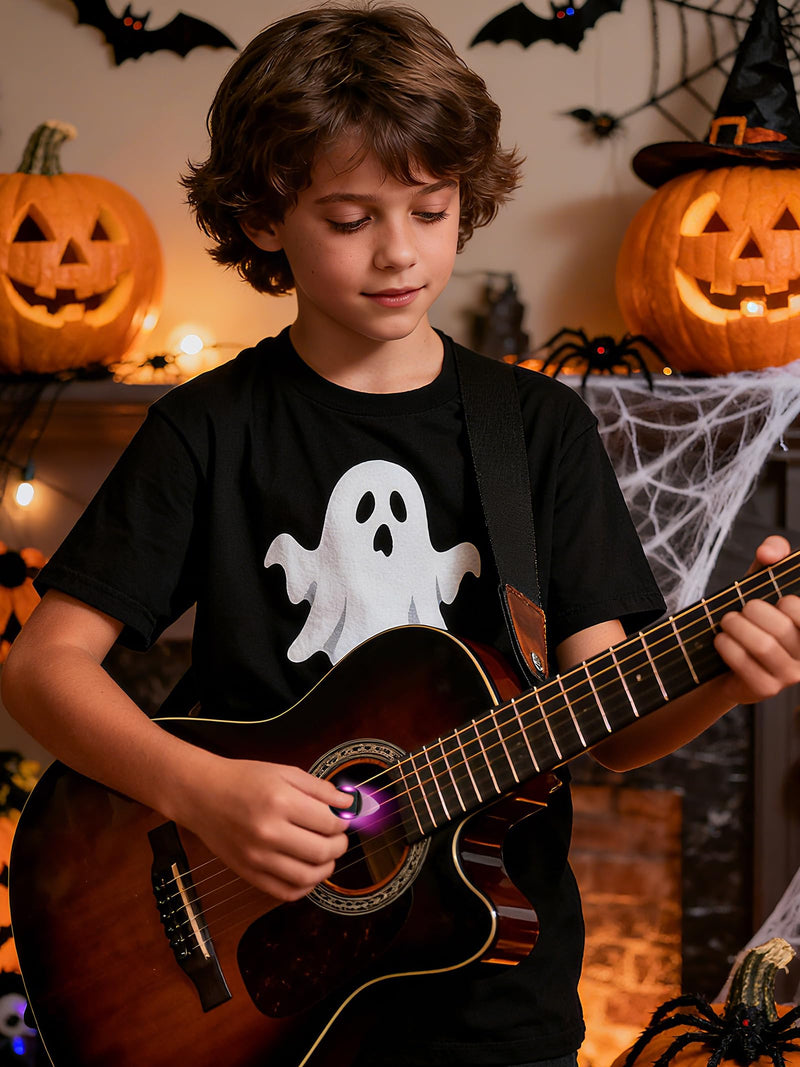 Guitar Gifts Glow in The Dark LED Pick, 0.6mm Automatically Lights Up with Replaceable Battery for Electric Acoustic Bass, Musical Present for Men Women Musicians (2-Pack, Green & Purple) Green+purple