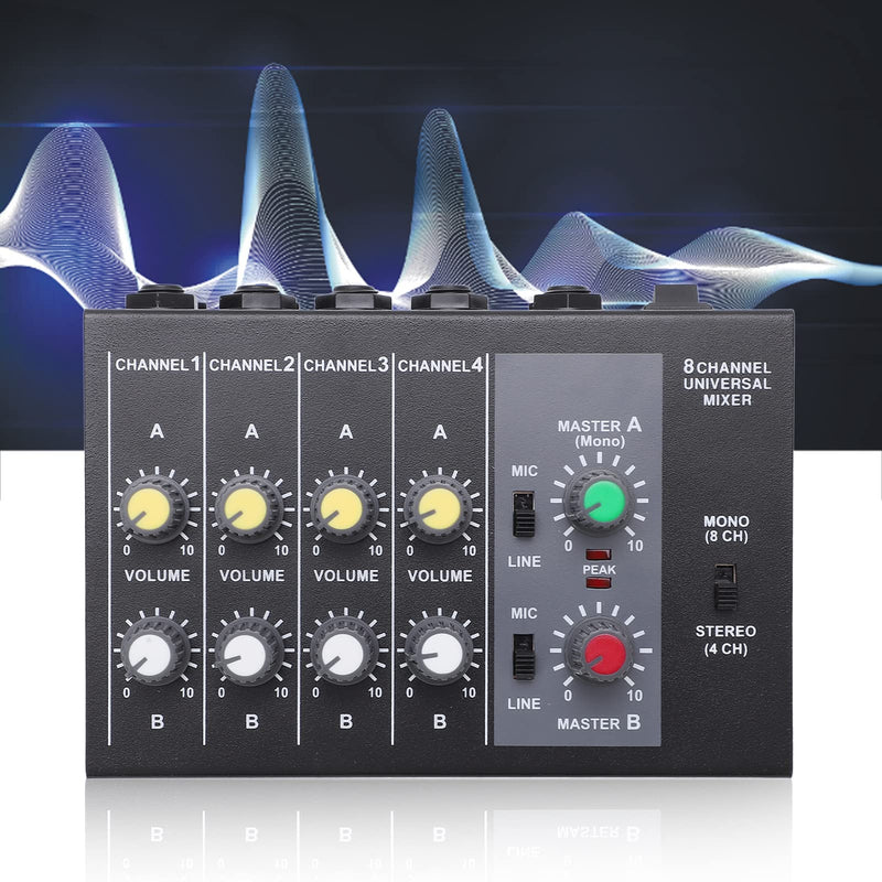 Professional 8 Channel Audio Mixer Board with XLR Inputs - Professional-grade Sound Mixing Console for Recording Studio, Live Performance, Home Studio - High-Quality Low Noise Mixing for Studio Use