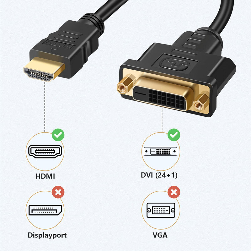 HDMI to DVI Adapter Cable 10 Pack Bi-Directional 1080P | Male to DVI-D(24+1), Plug and play, Stable signal/HD Video, HDTV/PC/Xbox compatibility
