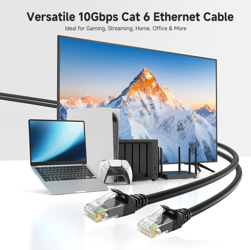 Cable Matters 10Gbps Snagless Short Cat 6 Ethernet Cable 7 ft (Cat 6 Cable, Cat6 Cable, Internet Cable, Network Cable) in Black