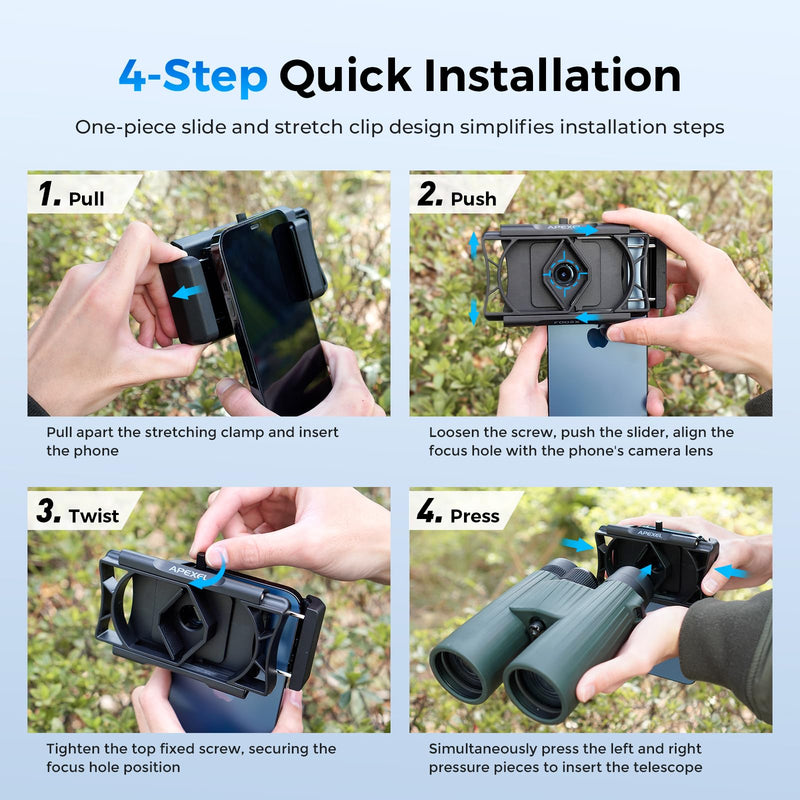[AUSTRALIA] - Upgraded Telescope Phone Adapter, Rotatable 360° Binocular Photo Adapter for Android & iPhone,Smartphone Holder Mount for Telescope,Monocular,Binocular,Spotting Scope,Microscope with Bluetooth Shutter Black 