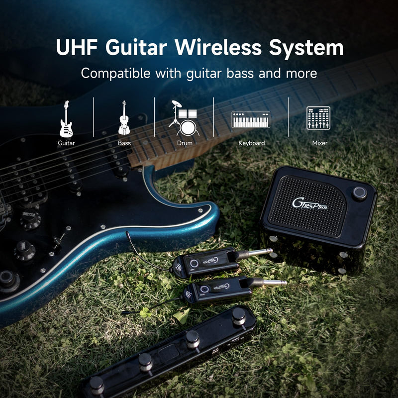 [AUSTRALIA] - MOOER GWU4 UHF Wireless System Transmiter Reciever, 4 Channels Rechargeble for Electric Guitar, Instrument, Bass, Amp black 