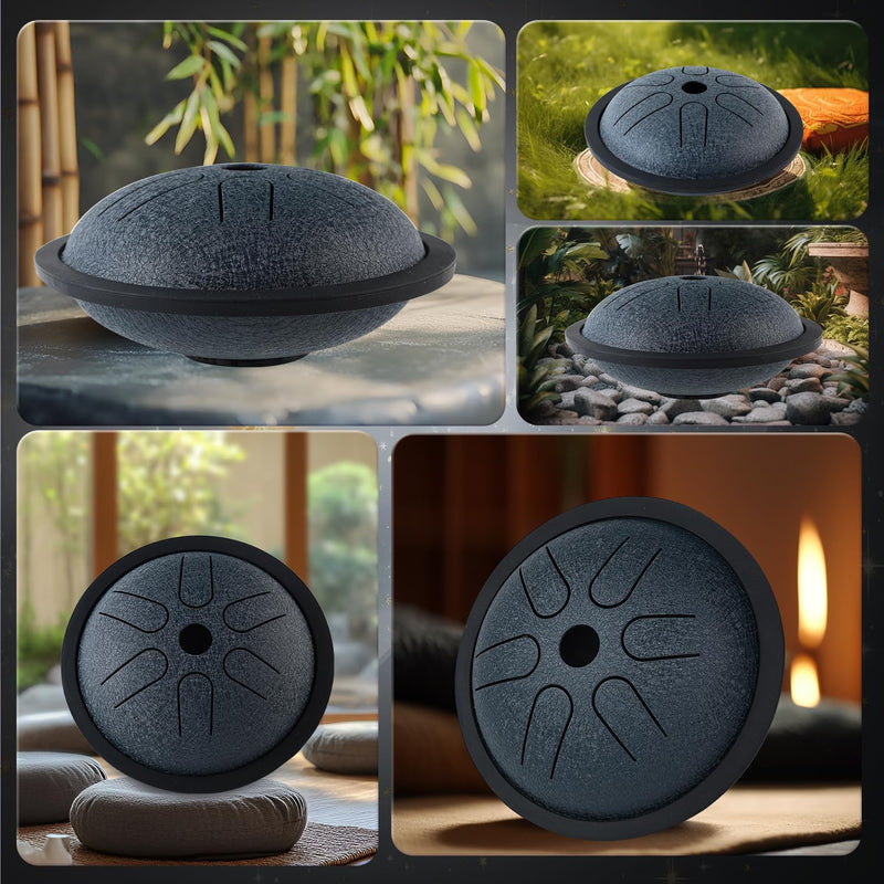 Yahpetes Steel Tongue Drum Musical Percussion Instrument Metal Rain Drum for Outside 5.5 Inch 6 Notes C-Key for Meditation Yoga Education Percussion with Bag, Music Book, Mallets (Navy Blue) Navy Blue