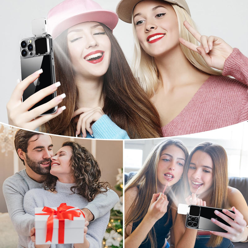 Selfie Light for iPhone 12 Pro Max Case with LED Built-in Light-Up Fill Light Rechargeable for TIK Tok/Stream/Makeup/Live/Video- Selfie (2 Models, 3 Level Brightness) Crystal Clear