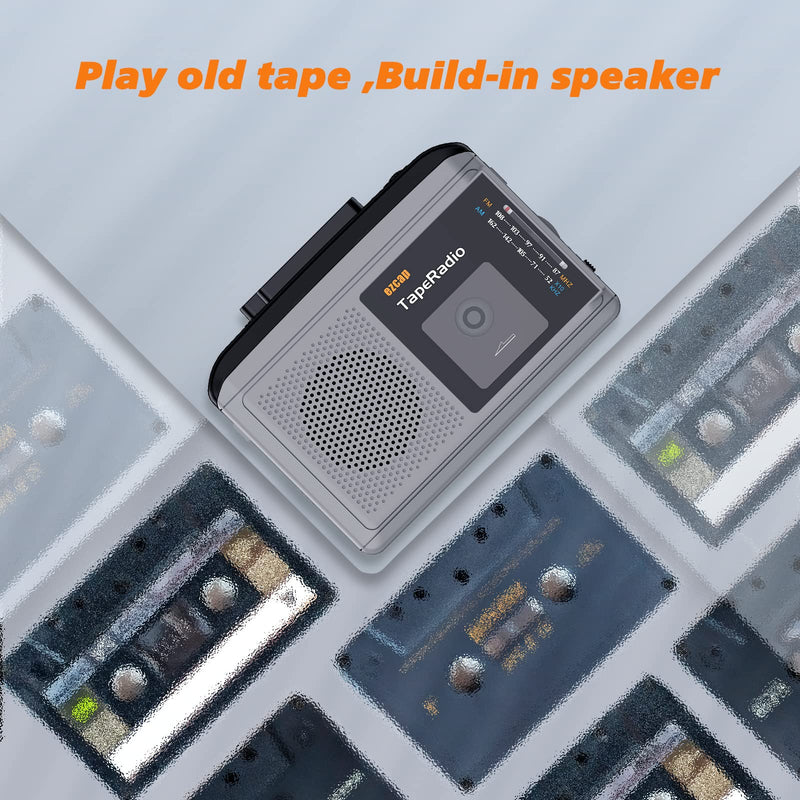 Portable Cassette Players, AM FM Radio Walkman Cassette Player, Built-in Speaker, 2AA Battery or USB Power Supply