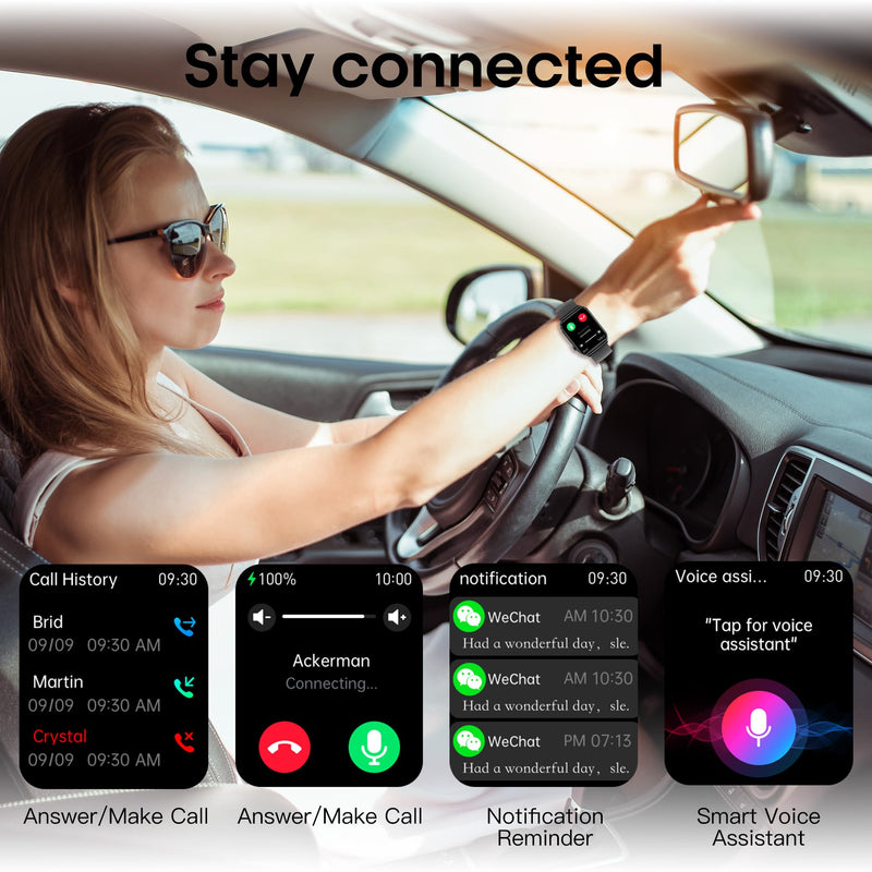 Yowow BIT Smart Watch, 1.85" HD Bluetooth Call Pedometer with Heart Rate/Blood Oxygen/Blood Pressure/Blood Composition/Body Composition/Sleep Monitor IP67 Waterproof (Brown) Coffee