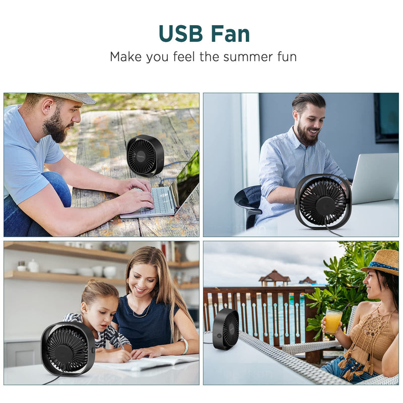 EasyAcc USB Desk Fan and Travel Fan, 2Pack | Rechargeable, Powerful