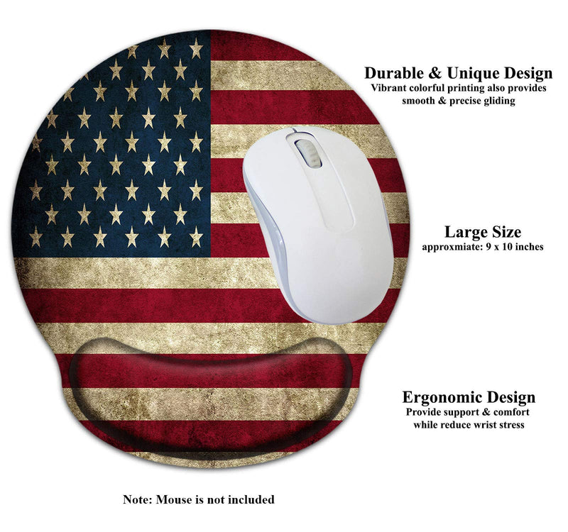 Meffort Inc Mouse Pad with Wrist Rest Support & Non-Slip Base, Durable Ergonomic Gaming Mousepad - USA Flag