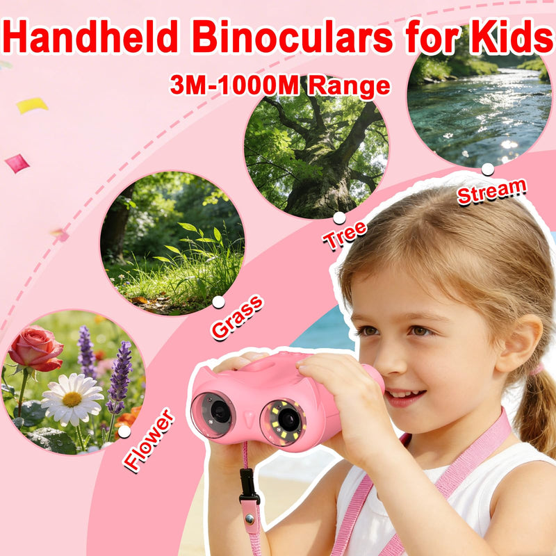 [AUSTRALIA] - 1000X Digital Microscope for Kids &Binoculars,Handheld Kids Microscope with 2.0" Screen,Rechargeable USB Portable Microscope,STEM Education Toys Christmas Birthday Gifts for Kids Boys Girls Ages 4-12 Pink 