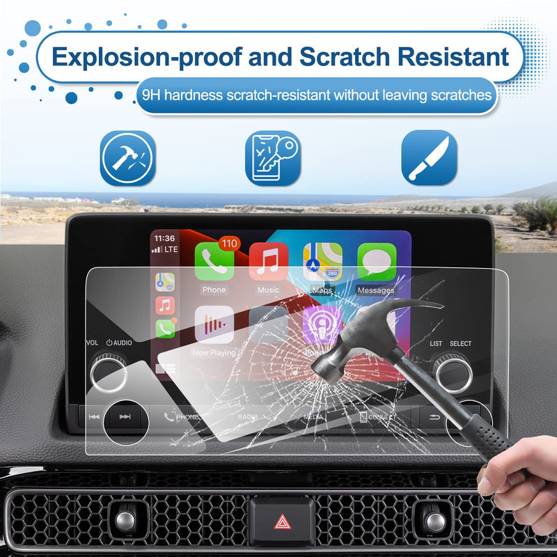 2022 2023 2024 Civic Screen Protector for Honda Civic (Sport/LX/EX/EX-L) 7-inch Touch Screen, 2022 2023 Civic Tempered Glass 2024 Civic Navigation Accessories HD Transparent Protective Film