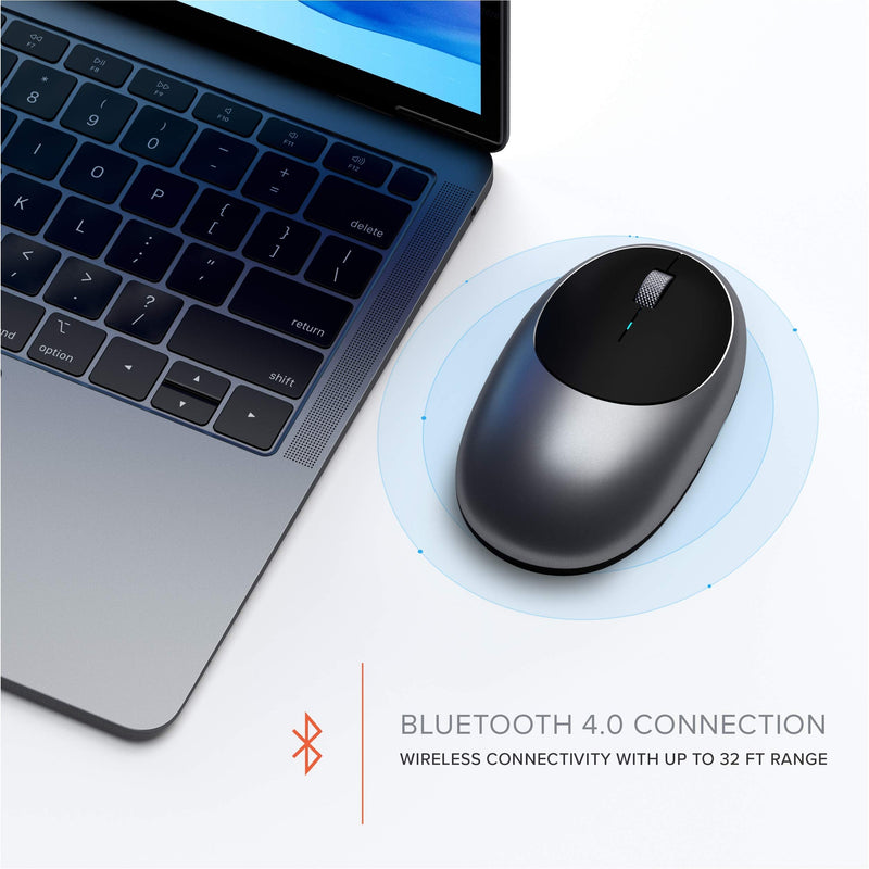 Satechi Aluminum M1 Bluetooth Wireless Mouse with Rechargeable Type-C Port - Compatible with 2022 MacBook Pro/Air M2, Mac Mini, iMac Pro/iMac, 2021 iPad Pro, 2012 & Newer Mac Devices (Space Gray) Space Gray