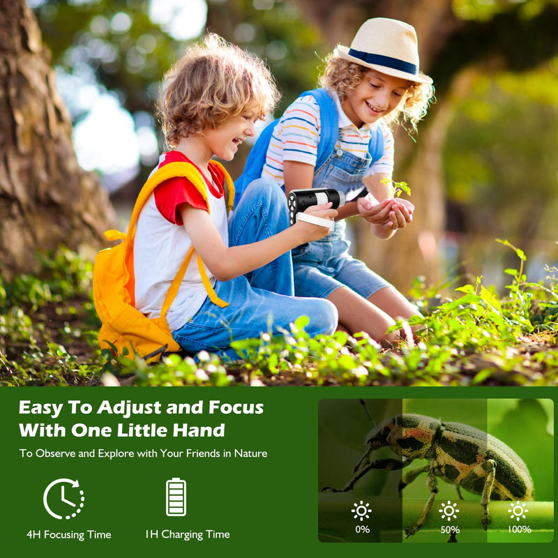 Pocket Microscope for Kids, 2'' LCD Screen 32G 100X-1000X Handheld Microscope with 6 LED Lights, Birthday Gifts for Kids 6 7 8 9 10 11 12 Boys Girls