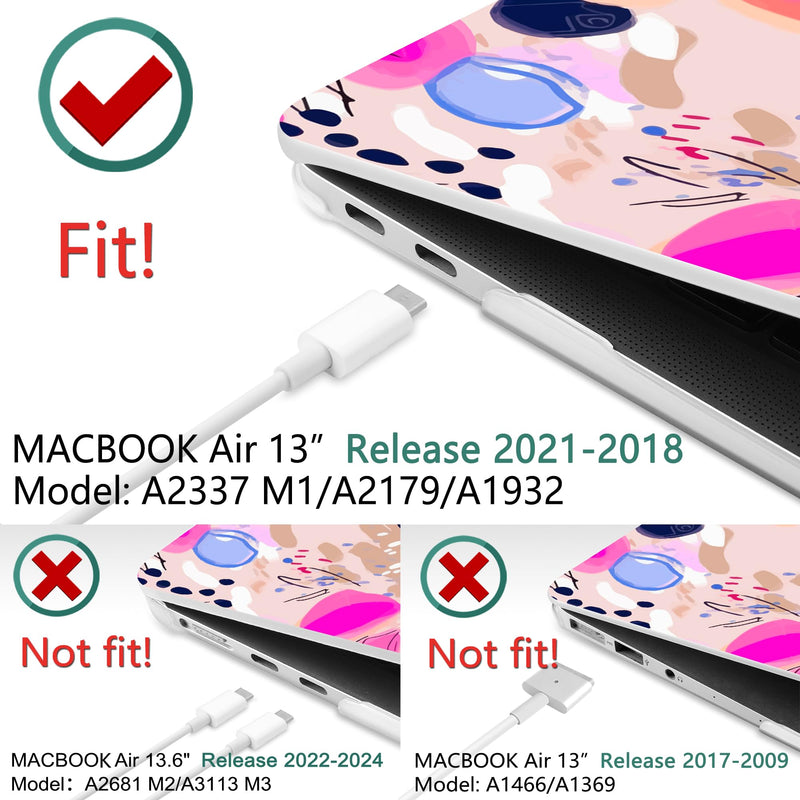 DONGKE Compatible with MacBook Air 13 inch Case 2021 2020 2019 2018 Release A2337 M1 A2179 A1932 with Retina Display & Touch ID, Plastic Hard Shell & Keyboard Cover - Floral Artistic Floral Artistic D157