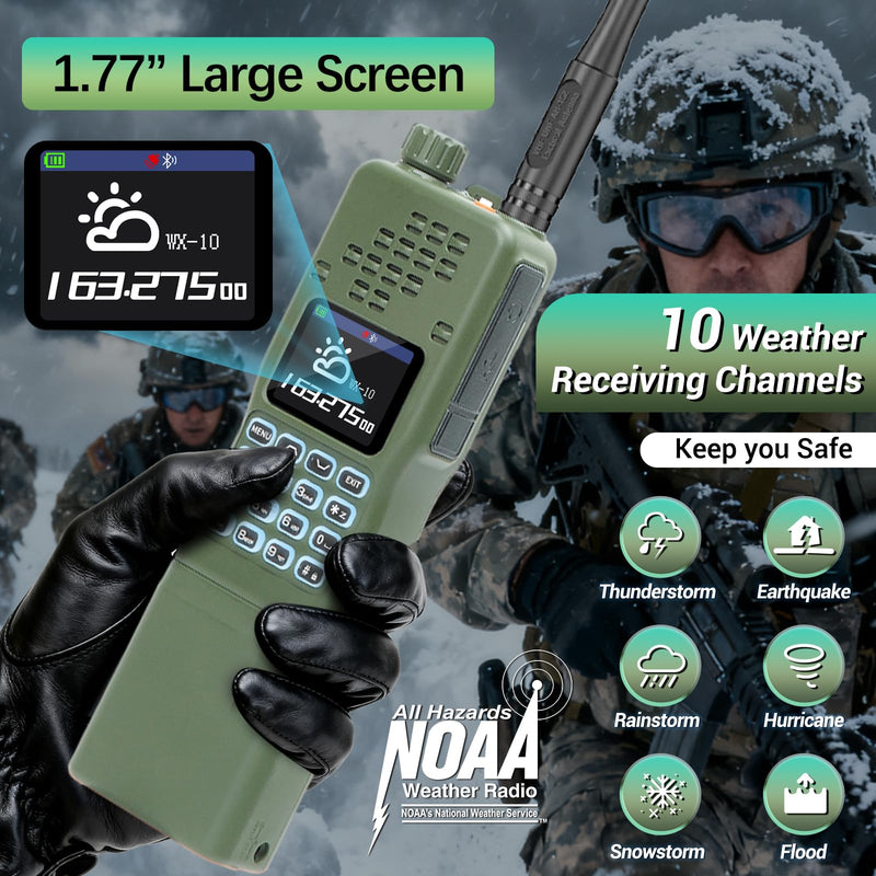 BAOFENG Radio Ham Radio Handheld AR-152 PRO 10W Rechargeable Walkie Talkies Long Range AR-5RM Two Way Radio NOAA Weather Radio GPS,APP Programming Copy Frequency USB Charger Survival Tactical Gear