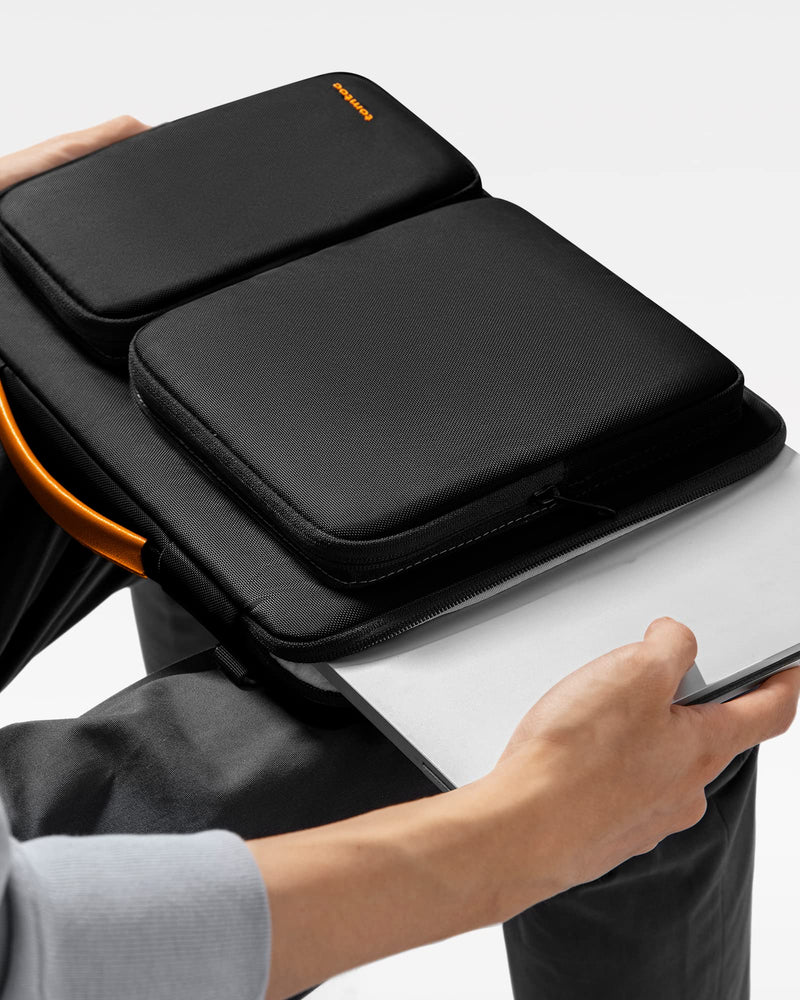 tomtoc 360 Protective Laptop Shoulder Bag for 16-inch MacBook Pro M3/M2/M1 Pro/Max A2991 A2485 2023-2019, Water-resistant Sleeve for Dell XPS 15 Surface Book 3 The New Razer Blade 16 16-inch for New MacBook Pro Black