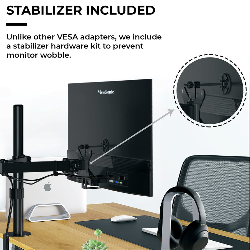 HumanCentric VESA Mount Adapter for Viewsonic VXSeries 75x75 & 100x100mm | VX2776, VX2476, VX2376, VX2276-smhd, Does Not Work with Models Ending in -2, 75x75 & 100x100mm Patterns, Viewsonic Adapter