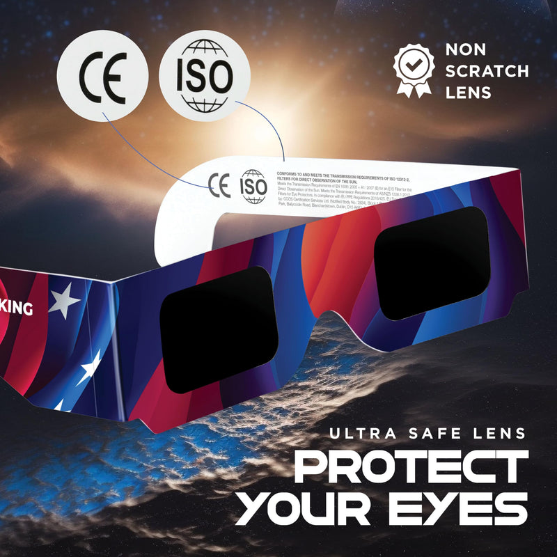 Medical king Solar Eclipse Glasses AAS Approved 2024 (2/5/10/20/60 Pack) CE and ISO Certified Safe for Direct Sun Viewing 10 Pack