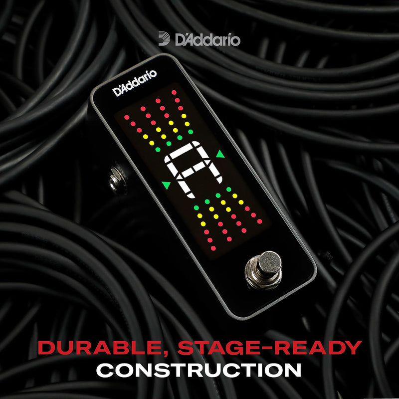 D'Addario Accessories Guitar Tuner Pedal - Chromatic Tuner for Electric Guitars, Bass Guitars and More - Rugged Aluminum Enclosure - Fast and Accurate - True Bypass with Full Color Display Pedal Tuner