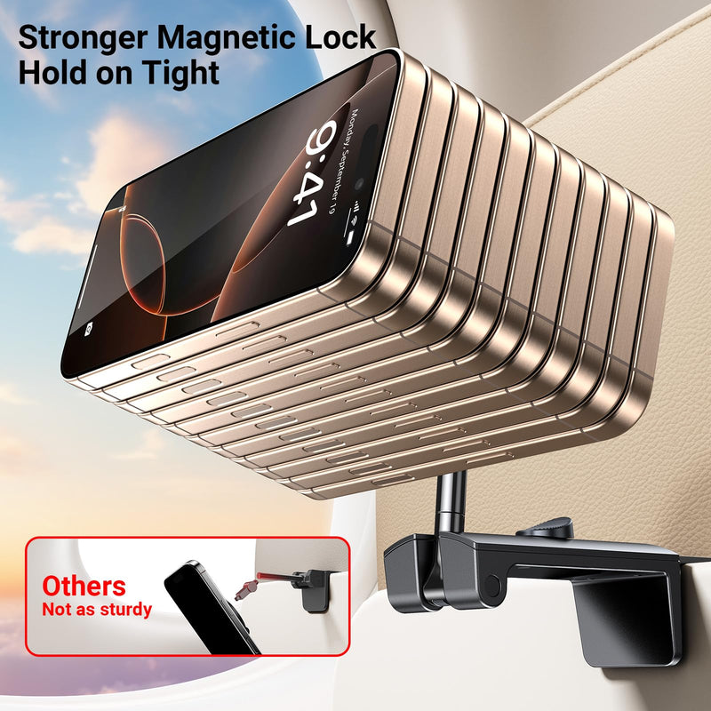 Airplane Phone Holder Mount【Foldable ＆ Rotation】Magnetic Phone Holder Cruise Must Haves,Portable Foldable Travel Essentials Stands Long Flight for MagSafe Accessories and iPhone 17 Air 16 15 14 13 12 Suction cup [Black]