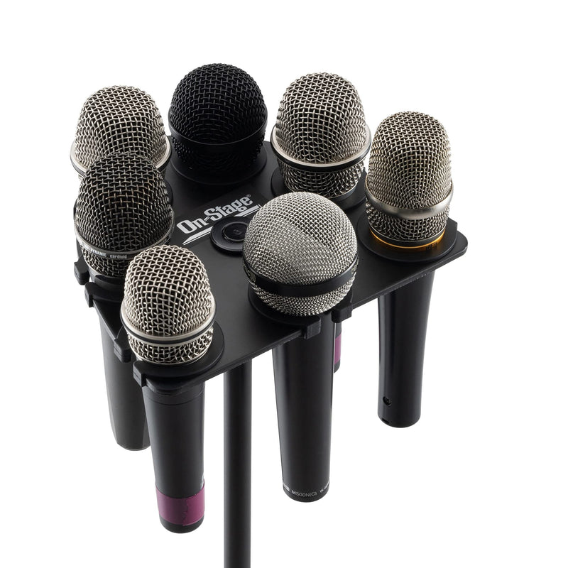 [AUSTRALIA] - On-Stage MSA2700 Multi-Mic Holder (Microphone Organizer, Display, Caddy, Supports Handheld, Dynamic, Wired, and Wireless Mics, Aluminum, Silicone Padding, Black) 