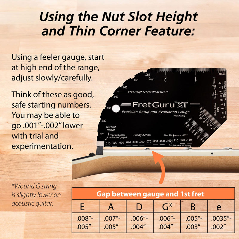 [AUSTRALIA] - FretGuru XT Guitar String Action Gauge – Pro Fret Rocker, Bridge & Pickup Spacing Ruler, Advanced Ultra-Precision, MOAGG™ Technology – Guitar Setup Tool for Luthiers with Fret Height/Fret Wear Checker XT Gauge 