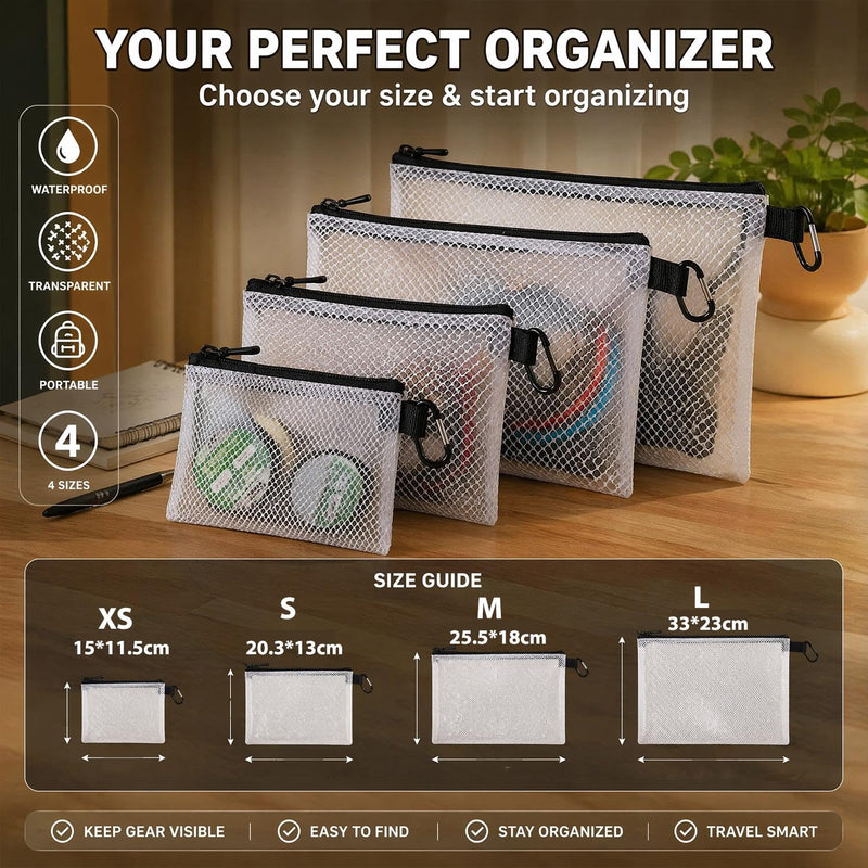 1Pcs Air Production Multi-Size Clear Zipper Pouch, Cable Organizer Small | Travel Gear Bag for Electronics, Camera Accessories, Tool Pouch & Small Tech Storage