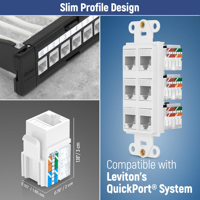 Everest Media Solutions Bundle – 2 Items: 24-Port Keystone Patch Panel + 20 Pack of RJ45 CAT6 Keystone Jacks - White