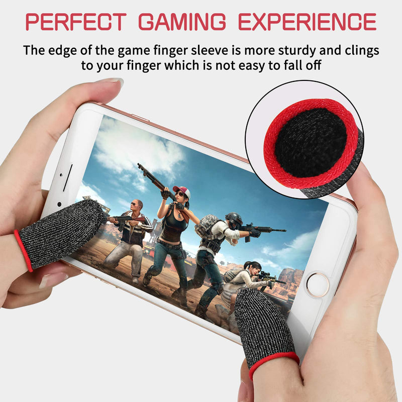 Finger Sleeve Sets for Gaming Mobile Game Controller Thumb Sleeves [20 Pack], Anti-Sweat Breathable Touchscreen Sensitive Aim Joysticks Finger Set for Rules of Survival/Knives Out (Red) 20 Pack - Red