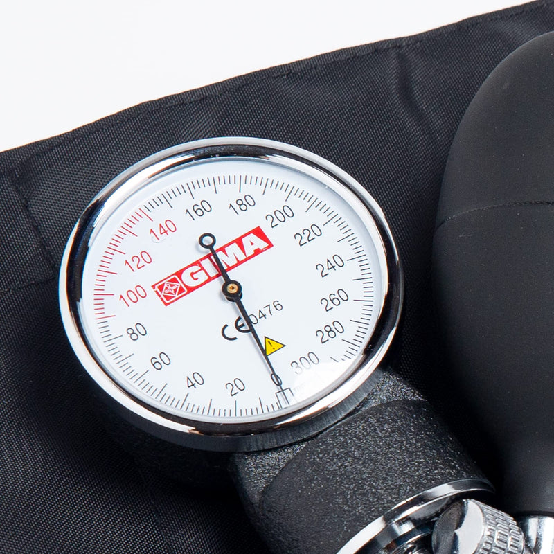 GIMA YTON Classic Aneroid Sphygmomanometer with Stethoscope, Nylon Strap with Velcro Fastening, Latex Free, Manual Adjustment, Bulb with Chrome Valve