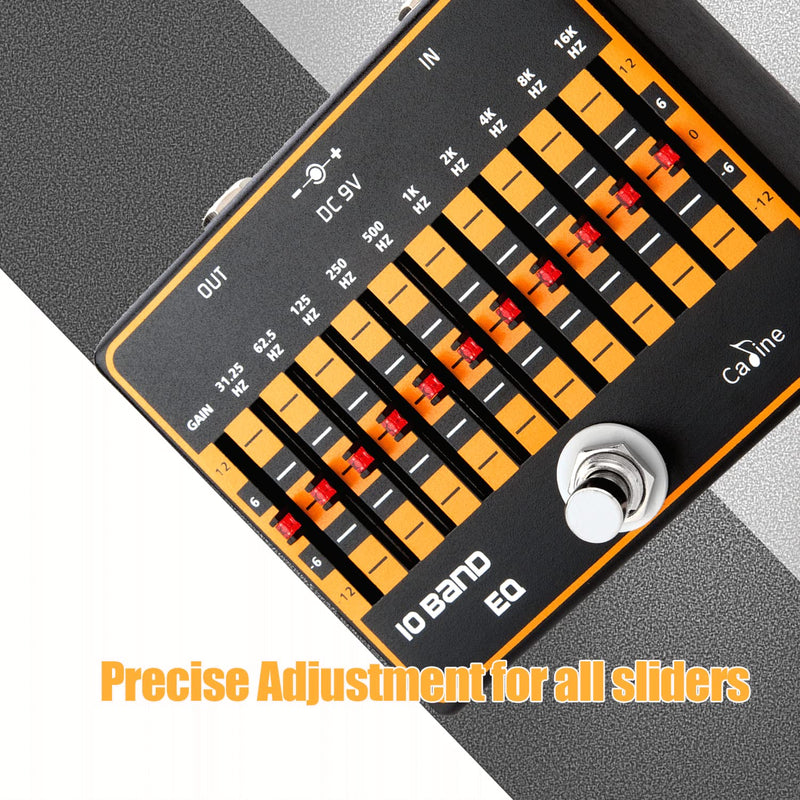 Caline Guitar EQ Pedal 10 Band EQ Graphic Equalizer Effect Pedal for 4-string/ 5-string / 6-string/ 7-string Guitars True Bypass CP-24 (31.25Hz to 16kHz) 10 Band EQ-Guitar