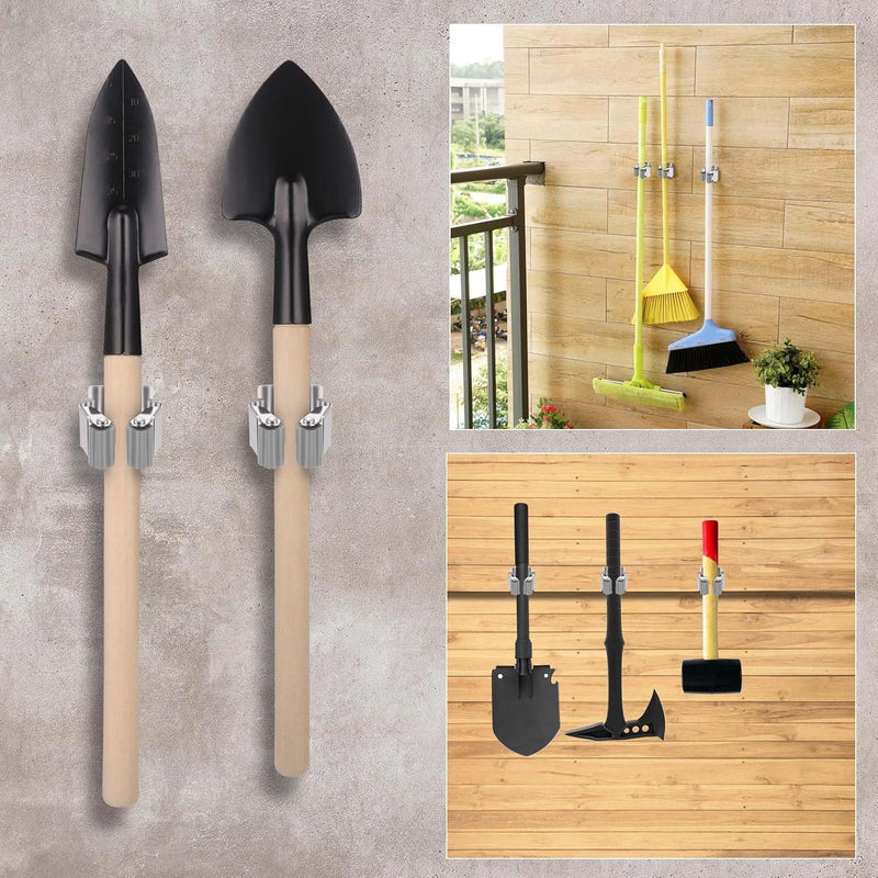 [AUSTRALIA] - KAHEIGN 12-Piece Tool Holder Set, Broom Holder, Wall Garden Tool Holder, Broom Holder, Wall, Stainless Steel Wall Mount for Mop, Broom, Shovel, Garden Tools, Tool Holder Home Garden 