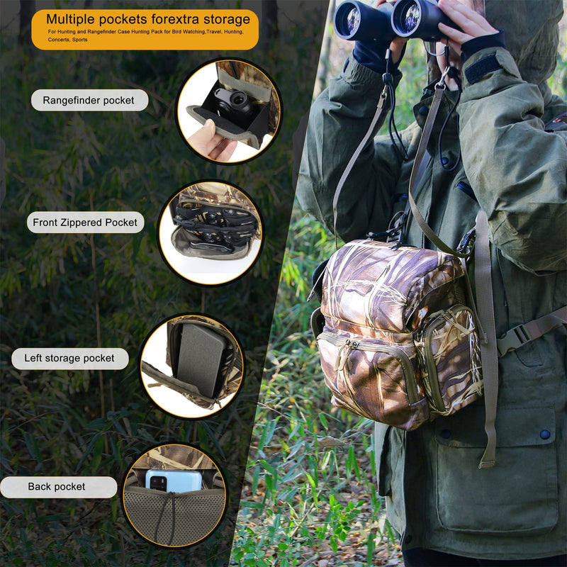 Binocular Harness, Bino Harness Chest Pack with Rangefinder Pouch, Bino Straps Secure Your Binoculars, Holds rangefinders, Phones, Bullets etc, for Bird Watching, Hunting, Travel, Sports Yellow Camo