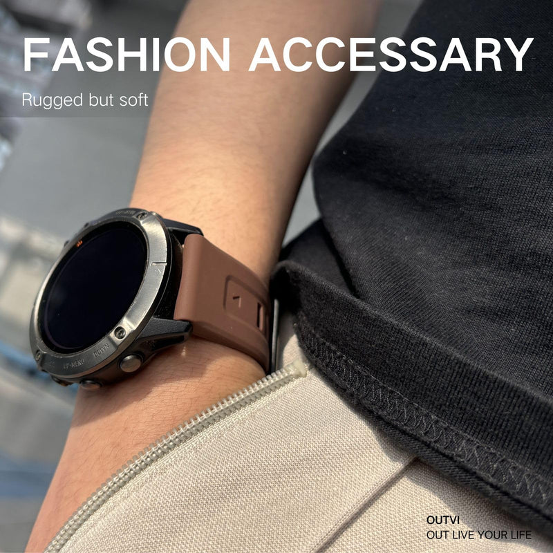 26mm watch band for garmin fenix 5x 6x 7x 3 hr quickfit 26 watch band for garmin women men silicone White and Brown Bundle
